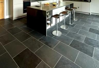 Black Color Plain Ceramic Black Slate Tiles For Flooring