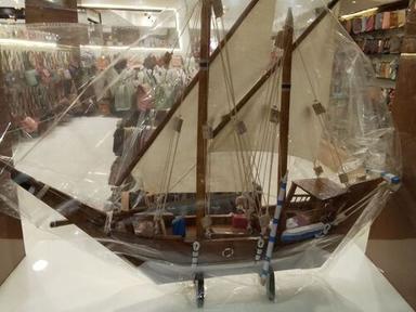 Antique Wooden Sailing Ship Model - Material: Bamboo