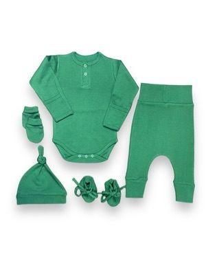 Skin Friendly Green Baby Full Sleeves Romper Set