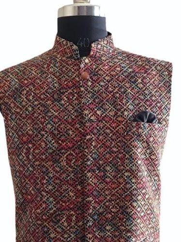 Multi Color Printed Mens Nehru Jacket For Party Wear