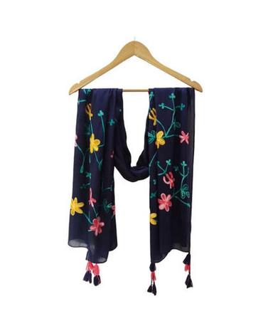 Casual Wear Shrink Resistant Skin-Friendly Breathable Embroidered Viscose Ladies Scarf