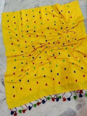 Skin Friendliness Ladies Cotton Embroidery Saree