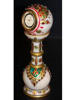 Multicolor Decorative Table Top Marble Handicraft Clock