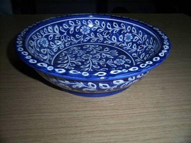 Blue Pottery Salad Bowl