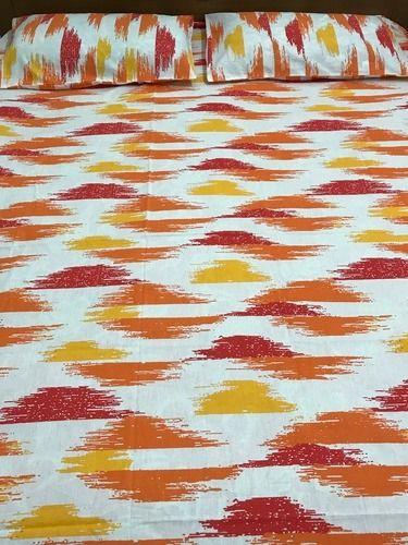 Yellow Multi Home Cotton Tie Dye Printed Bed Cover With Two Pillow Covers