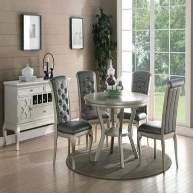 Silver Dining Table Chairs Set