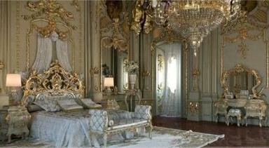 Golden Beautifully Carved Royal Gold Luxury Bedroom Set