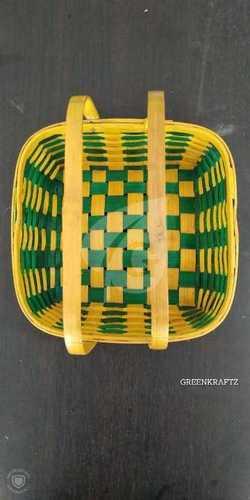 Easy To Clean Bamboo Square Fruit Baskets With Handle