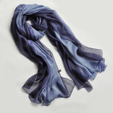 Hand Rolled Navy Ombre Silk Chiffon Scarf For Daily Use (Size : 180*110Cm) Length: 180  Centimeter (Cm)