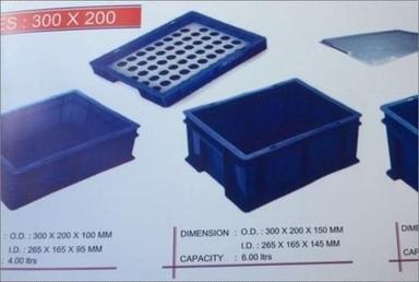 Blue Rectangular Plastic Fruit Crates