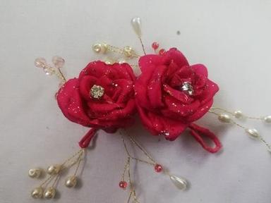 Pink Handmade Flower For Bridal Hair