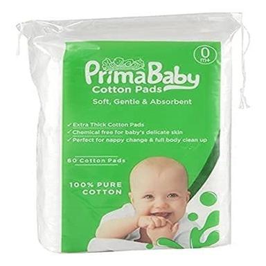 Prima Baby Plain White Chemical Free Soft And Gentle Cotton Wipes 60 Pieces