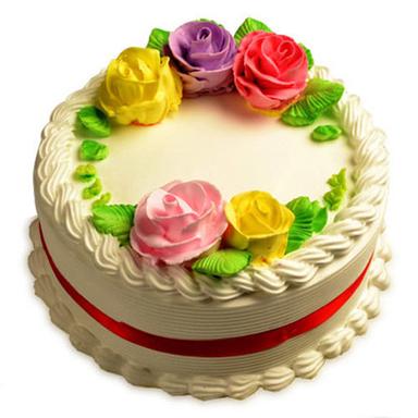 Vanilla Cake With Pink Roses And Colorful Roses Weight: Half - 2  Kilograms (Kg)