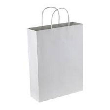 Recyclable White Color Kraft Paper Hand Bags For Clothing, Cake And Books Shopping