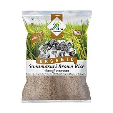 100% Organic 24 Mantra Organic Sonamasuri Unpolished Rice Brown Chawal - 5 Kg Admixture (%): 5%