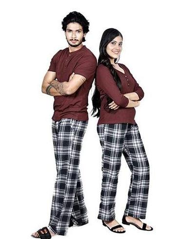 Grey Trendy And Fashionable Cotton Printed Pajama For Men And Women