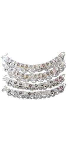 Polished Party Wear Silver Anklets
