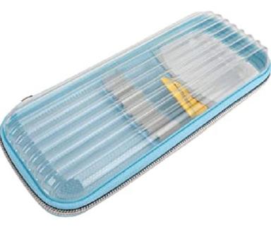 Lightweight And Durable Rectangular Transparent Plastic Pencil Box  Size: 8 Inches