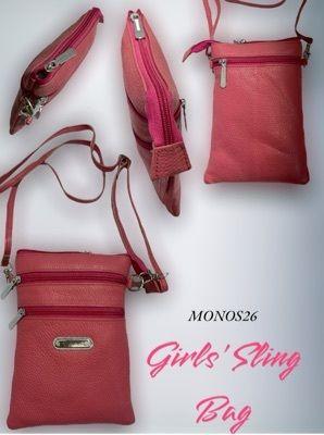 Girls 3 Big Pockets Leather Sling Bag with Adjustable Strap for Regular Wear