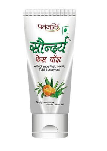 Uv Blocking Patanjali Saundarya Face Wash With Efficiency Of Neem, Aloe Vera ,Orange Peel And Tulsi Gently Cleanses To Remove Dirt And Oil