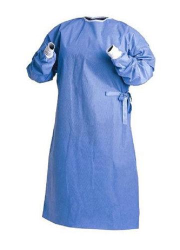 Sky Blue 4.5 Foot Long Non Woven Eco Friendly Disposable Sterilized Cotton Surgical Gowns