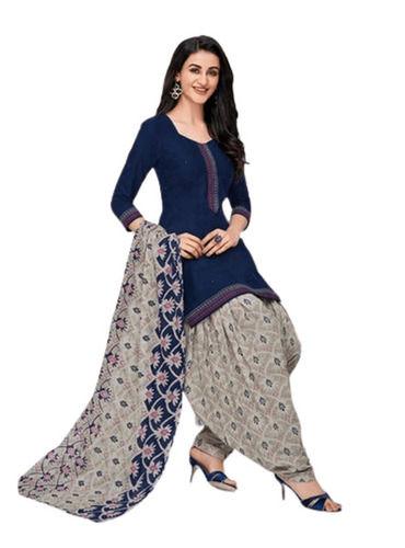 Dark  Blue Pure Cotton Fabric Ladies Suit 