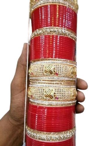 Fashion Fine Finish Red Fancy Bridal Round Glass Bangles