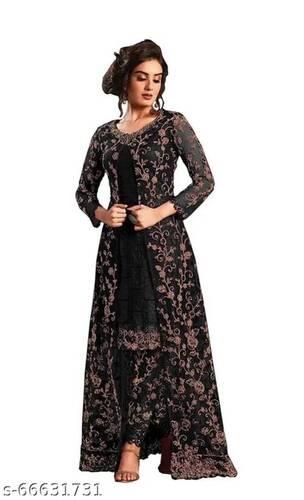 Black Eye Catching Look Readymade Semi Stitched Ladies Designer Salwar Suit