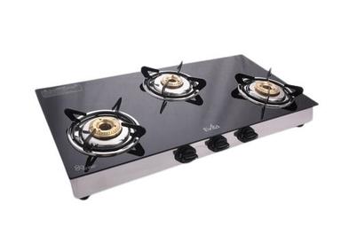 Full Automatic Rectangular Toughened Glass And Stainless Steel Body Evita Lpg 3 Burner Stove