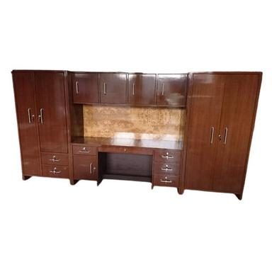 Modern Polished Office Wooden Almirah With Table Set