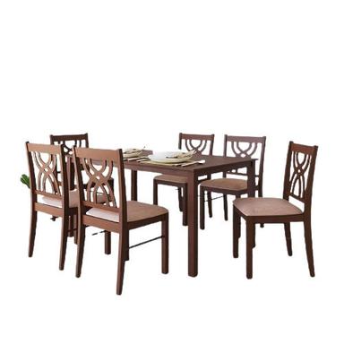  पॉलिश तैयार हस्तनिर्मित लोहे और लकड़ी के डाइनिंग टेबल सेट छह कुर्सियों के साथ कारपेंटर असेंबली 