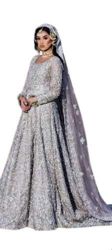 Indian Pakistani White Embroidered Walima Bridal Exclusive Designer Lehenga