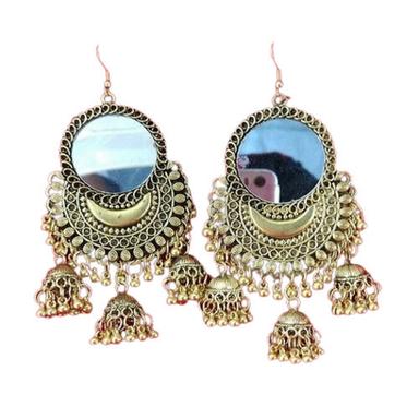 Modern Women 40 Gm Weight Elegant Oxidized Artificial Mirror Jhumki Earring Size: Customize