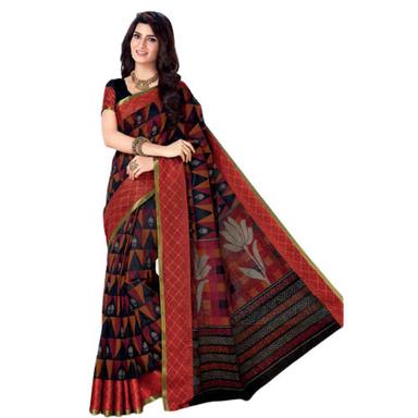 Multi Party Wear Printed Jacquard Cotton Silk Saree With Blouse Piece For Women