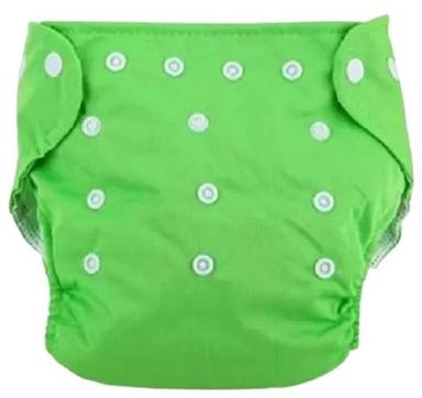 Cotton Comfortable And Adjustable Snap Buttons Reusable Green Printed Baby Cloth Diaper