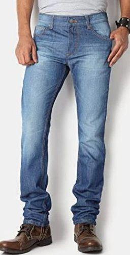 Fine Finish Regular Fit Embroidered Denim Blue Jeans For Men'S Age Group: >16 Years