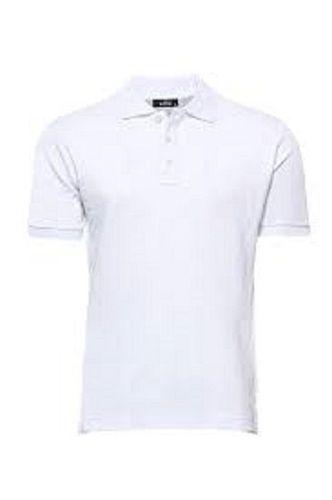 Mens Plain Polo Neck Short Sleeves Skin Friendly Casual Wear White T Shirts