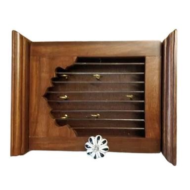 Rectangular Lightweight Polished Painted Teak Wood Key Holder Cabinet For Home Decor  Size: 14X6 Inch