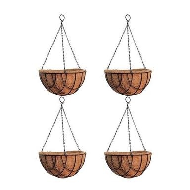 Metal Coir Hanging Basket Flower Plant With Chain For Indoor And Outdoor Use