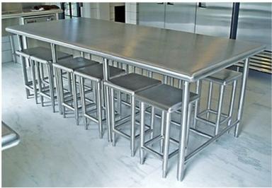 12 Seater Stainless Steel Dinning Set With Silver Finished Industrial