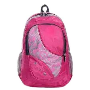 Pink Zipper Closure 13X41X12 Cm Printed School Bag