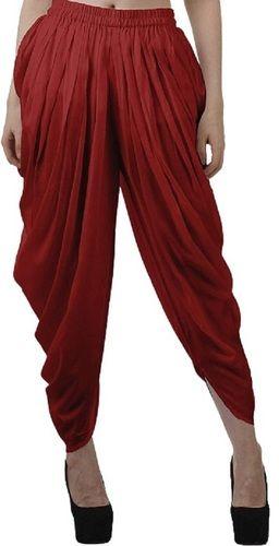 Ladies Cotton Plain Maroon Casual Wear Patiala Salwar