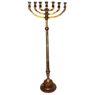 Polishing Golden Modern Aluminum Menorah Candelabra