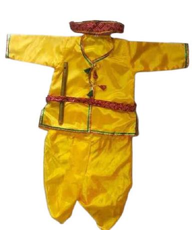 Wrinkle Resistant Regular Fit Short Sleeve Plain Kids Bal Krishna Dress