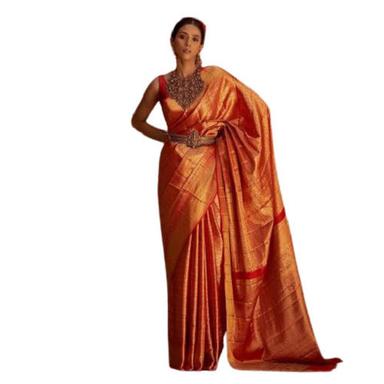 Festive Wear Shrink Resistant Plain Traditional Kanchipuram Sarees For Ladies