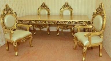 Rectangular Wooden Carved Dining Table Set, 6 Seater