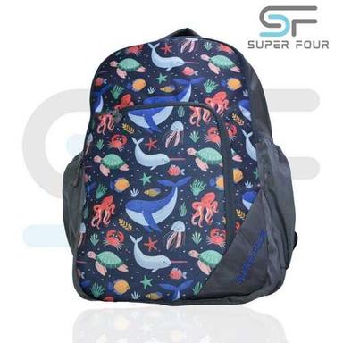 Blue Printed Polyester Fabric School Students Bag Model - SFCB15