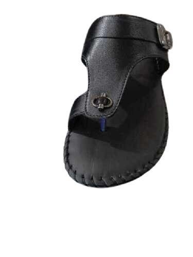 Ladies Leather Comfortable Black Flat Sandal