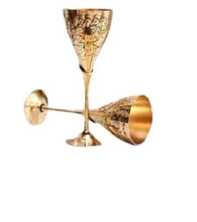 Handmade Polish Finish Brass Wine Glasses Set