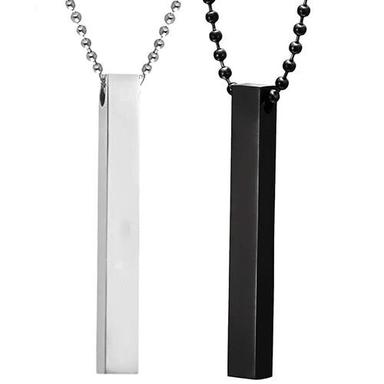 Men's Jewellery 3D Cuboid Vertical Bar Stick Black Silver Locket Pendant For Boys And Mens